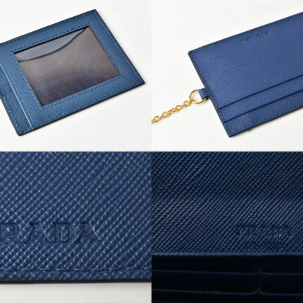 Pre-Owned Prada wallet PRADA long 1MH132 BLUETTE blue SAFFIANO FIOCCO embossed leather (Good)