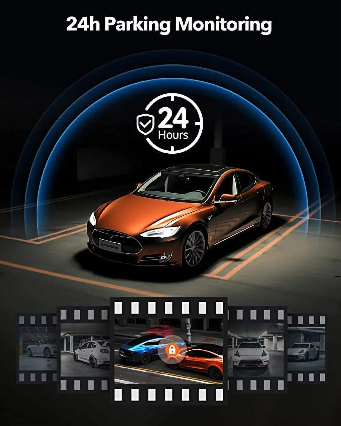 WOLFBOX Rear View Mirror Camera, 2.5K Front and 1080P Rear Camera, 12'' Mirror Dash Cam with Night Vision, Built-in Wi-Fi GPS, Parking Monitor, Free 32GB Card