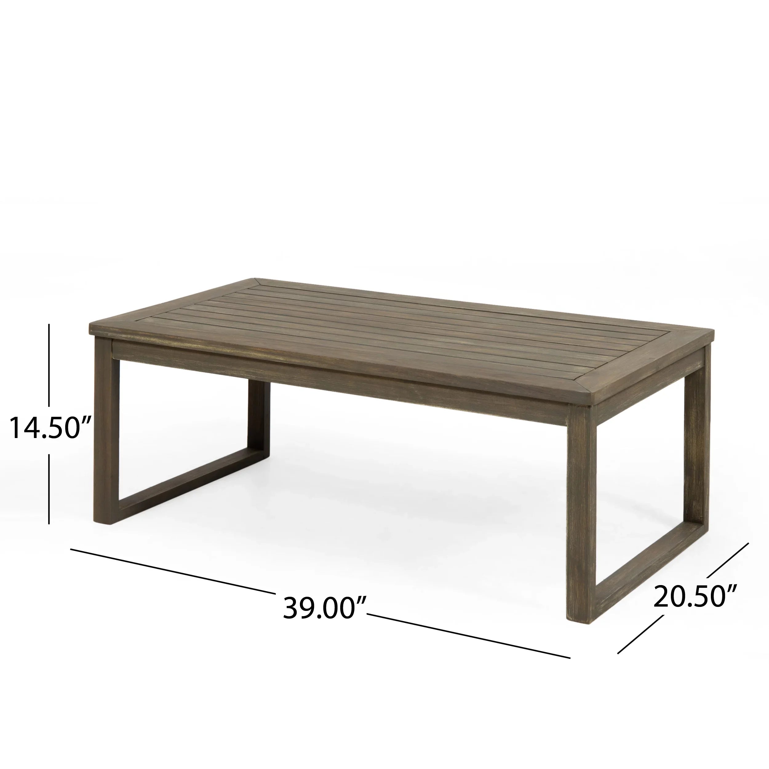 GDF Studio Johnlucas Outdoor Acacia Wood 4 Seater Chat Set with Cushions, Gray and Dark Gray