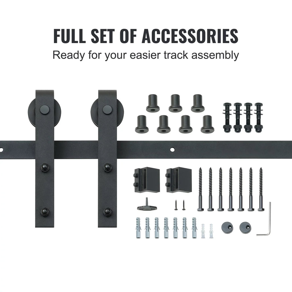 BENTISM 8FT Sliding Barn Door Hardware Closet Track Kit for Single Door J Hanger