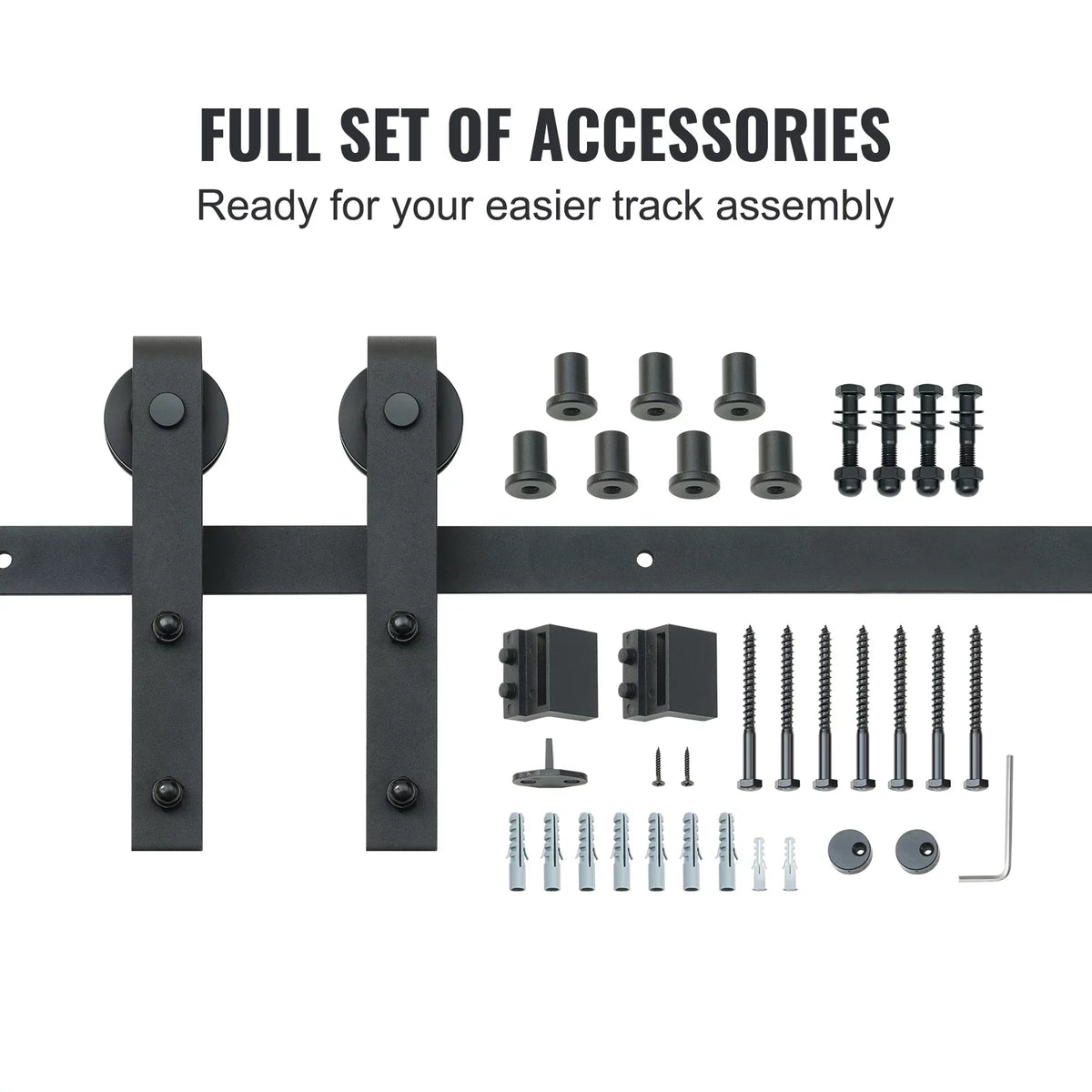 BENTISM 8FT Sliding Barn Door Hardware Closet Track Kit for Single Door J Hanger