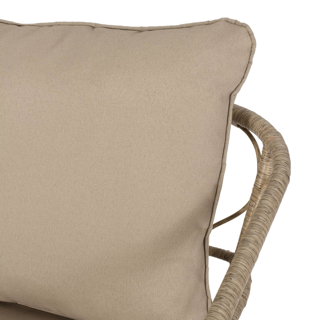 Montserrat Wicker Outdoor 4 Seater Chat Set with Cushions, Light Brown and Beige