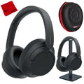 WH-CH720N/B Wireless Noise Cancelling Headphone, Black Bundle with Deco Gear Hard Case + Pro Audio Headphone Stand + Microfiber Cleaning Cloth