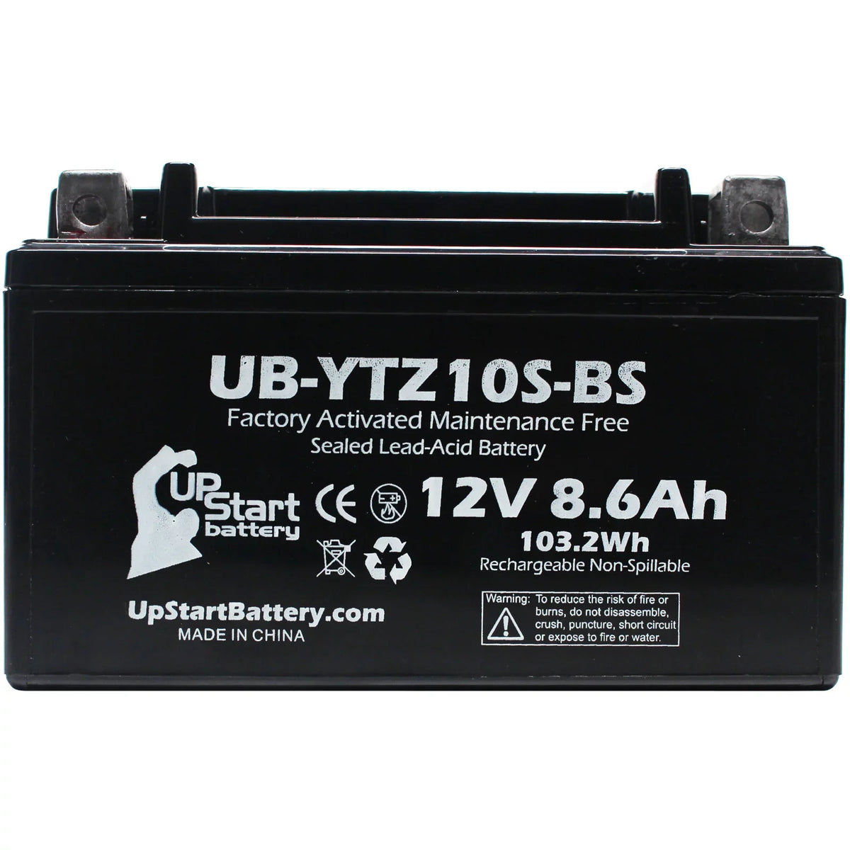 5-Pack UpStart Battery Replacement for 2011 Yamaha YZF-R1 1000CC Factory Activated, Maintenance Free, Motorcycle Battery - 12V, 8.6Ah, UB-YTZ10S-BS