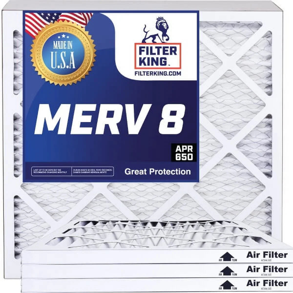 Filter King 23.5x33x1a Air Filter | 4-PACK | MERV 8 HVAC Pleated A/C Furnace Filters | MADE IN USA | Actual Size: 23.5 x 33 x .75"