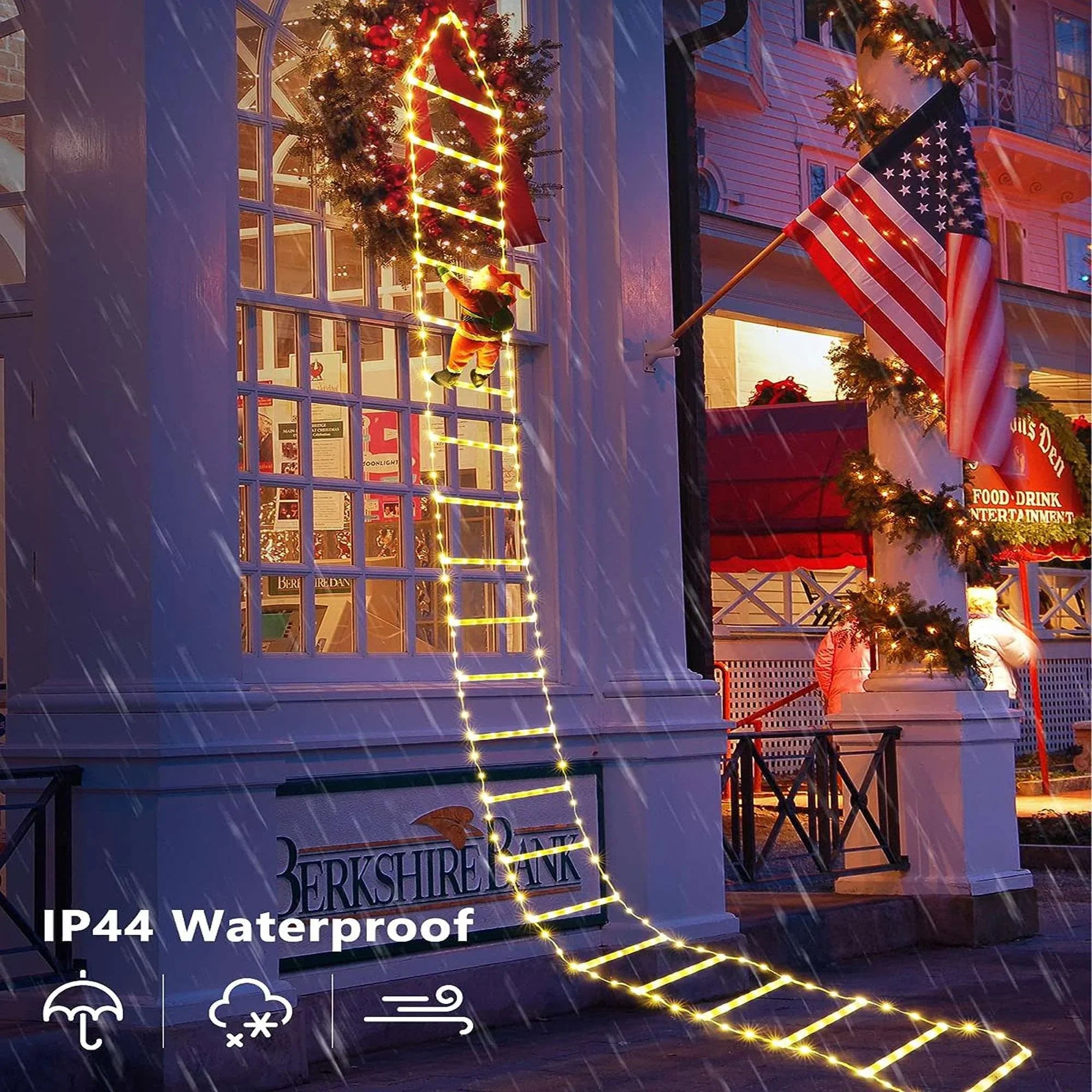 Lava Outdoor Christmas Lights 10.5 ft Led Ladder Lights with Climbling Santa Claus Fluid Xmas Lights for Garden Home Wall Roof Porch Xmas Tree Decor