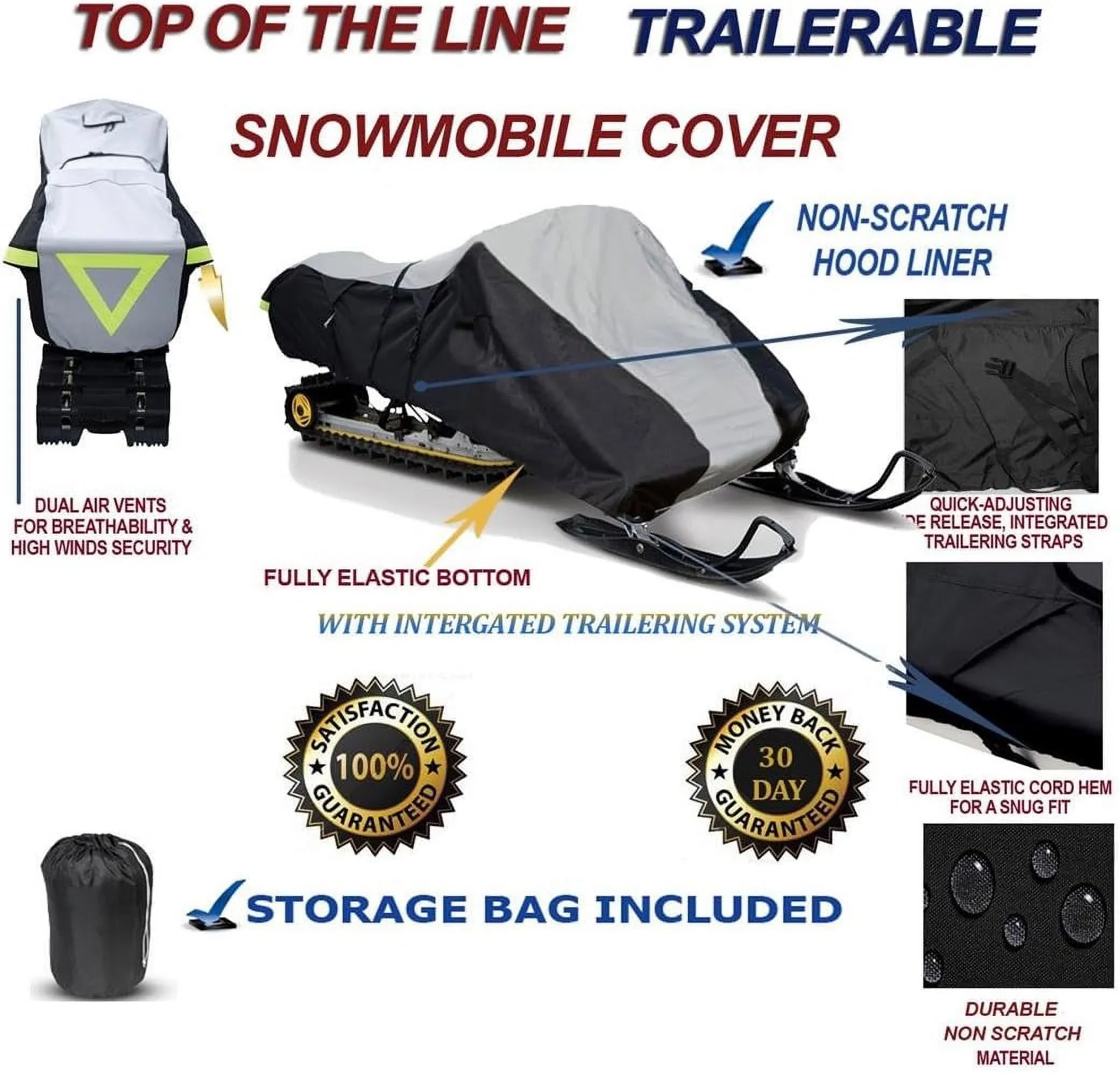 600 Denier Snowmobile Trailerable Cover Compatible For The 2009-2009 Arctic Cat Model M1000 162 SNO PRO LE Snowmachine Sled.