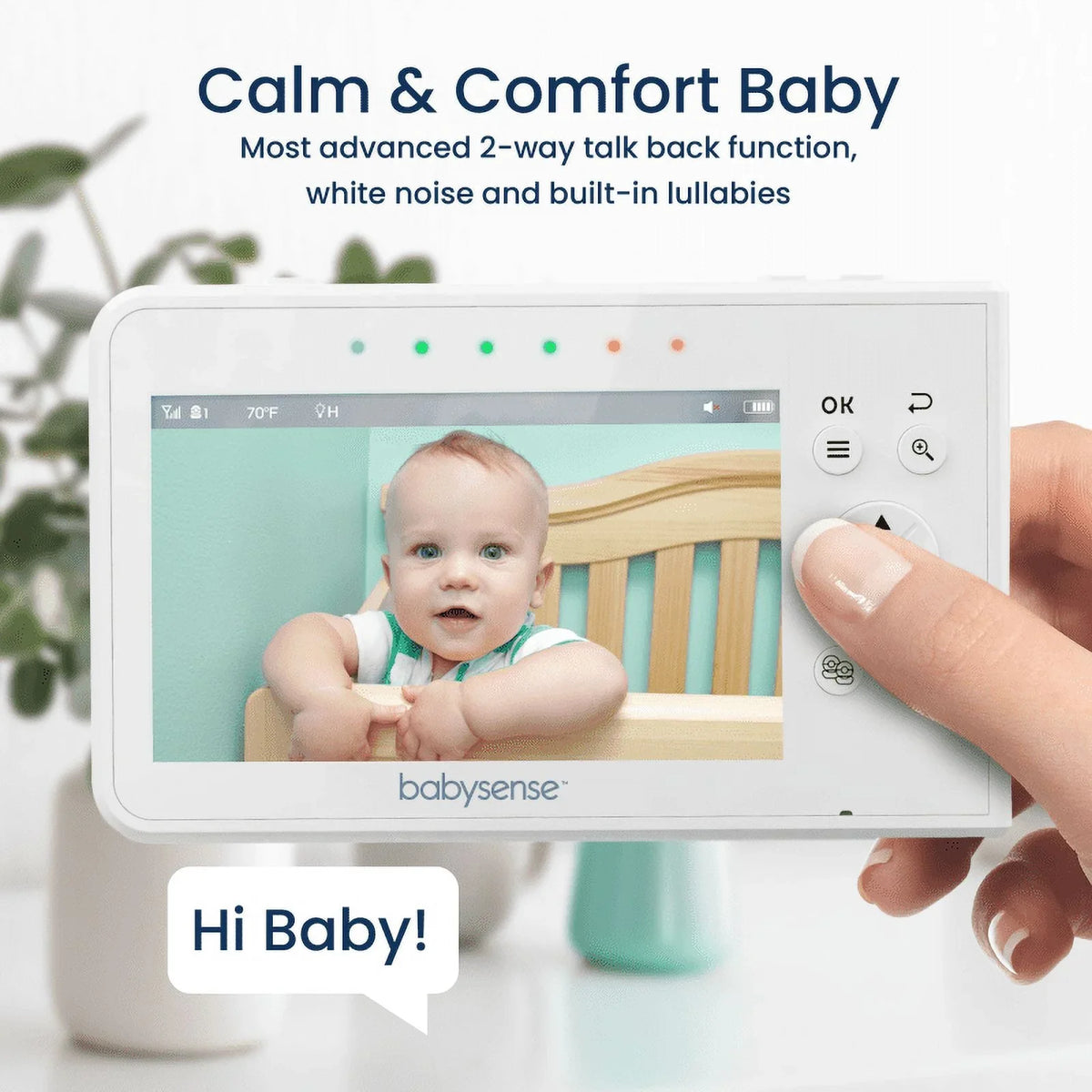Babysense Split Display Video Baby Monitor, 4.3" Display with 2 PTZ Cameras, Long Range, Night Light & Vision, Two-Way Talk, V43