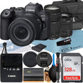 EOS R6 Mark II Mirrorless Camera with RF 24-105mm Lens + EF 75-300mm + SanDisk 128GB Memory Card + Case + LED Flash+ ZeeTech Accessory Bundle