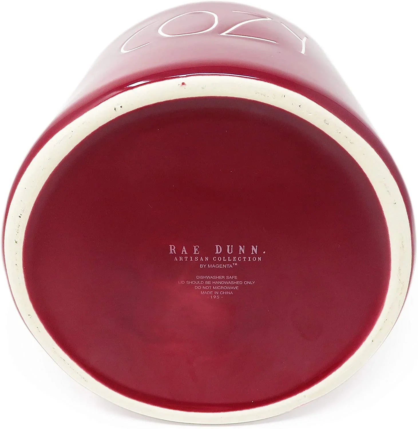 Rae Dunn By Magenta COZY Burgundy Ceramic LL Large Size 8 Inch Canister
