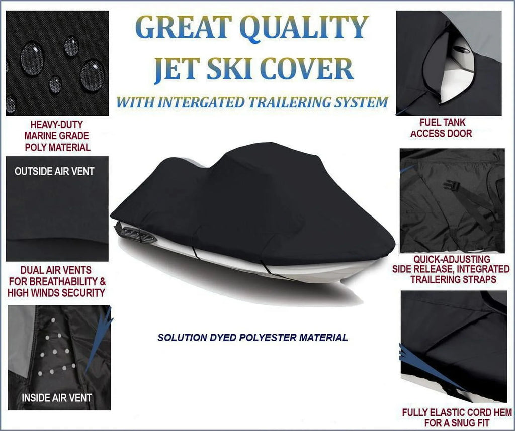 BLACK 600 DENIER JetSki Cover Compatible for YAMAHA JET SKI XLT 1200 2001 2002 2003 2004 2005 / 800 2002 2003 2004 PWC Cover