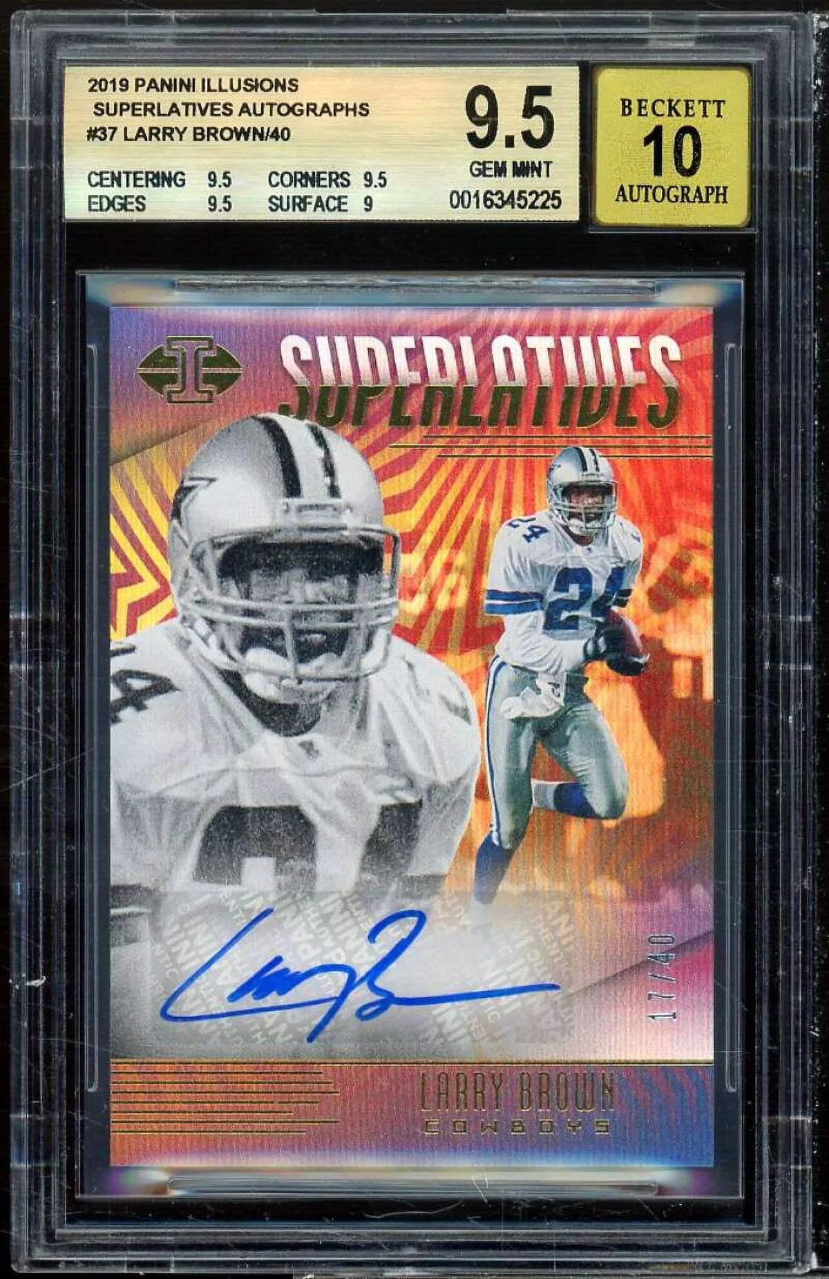 Larry Brown 2019 Panini Illusions Superlatives Autographs (pop 1) #37 BGS 9.5