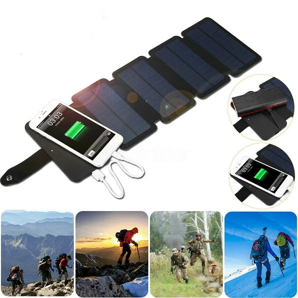 Jahy2Tech 4-Panel 7.2W Portable Solar Charger Power Bank Wireless Phone Charger Compatible with iPhone, Android