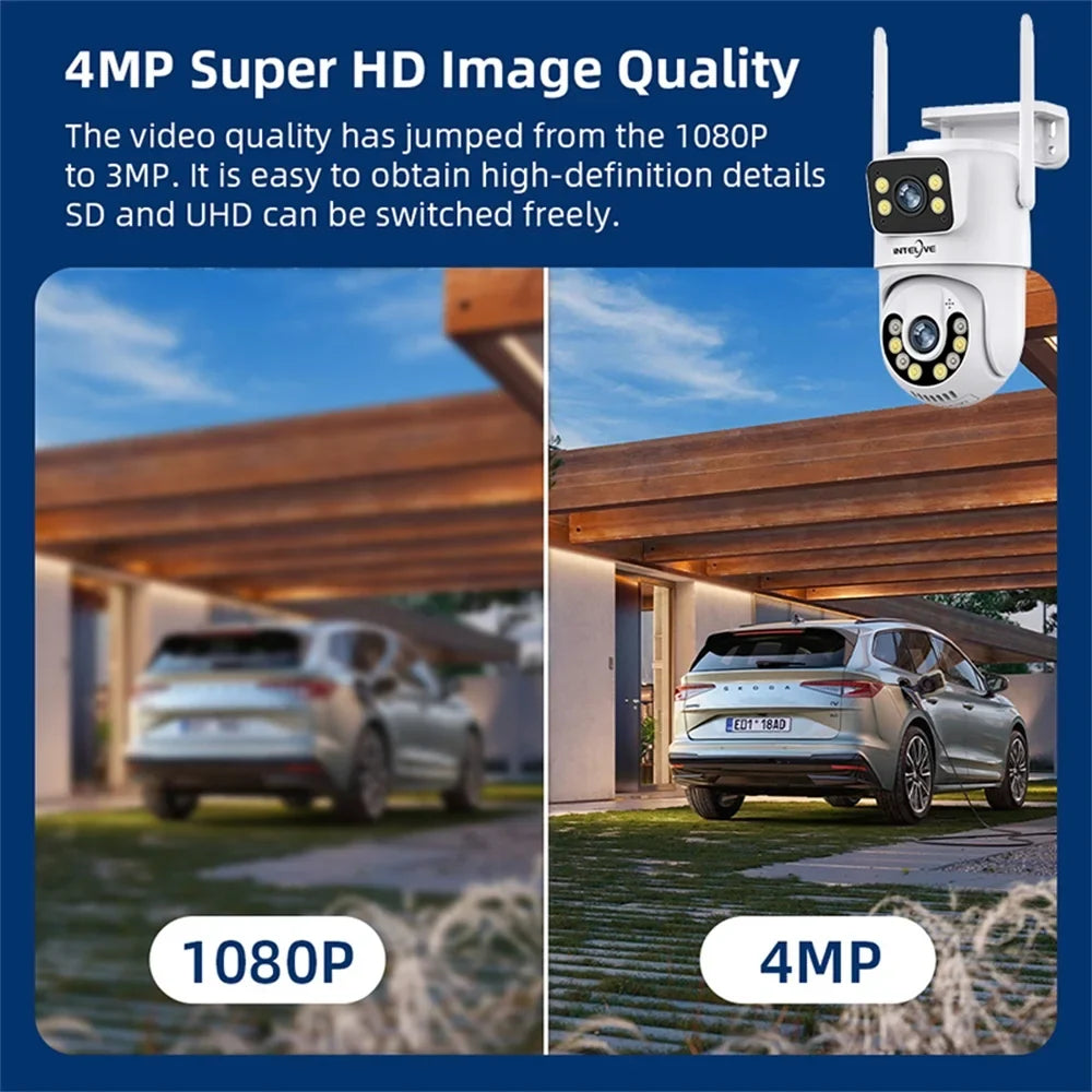 PROCESSOR 4K Security Camera with Floodlight, Human Deduction Wireless Outdoor Camera, Rechargeable Powered Home Surveillance Camera with Full Color Night Vision Two Way Voice