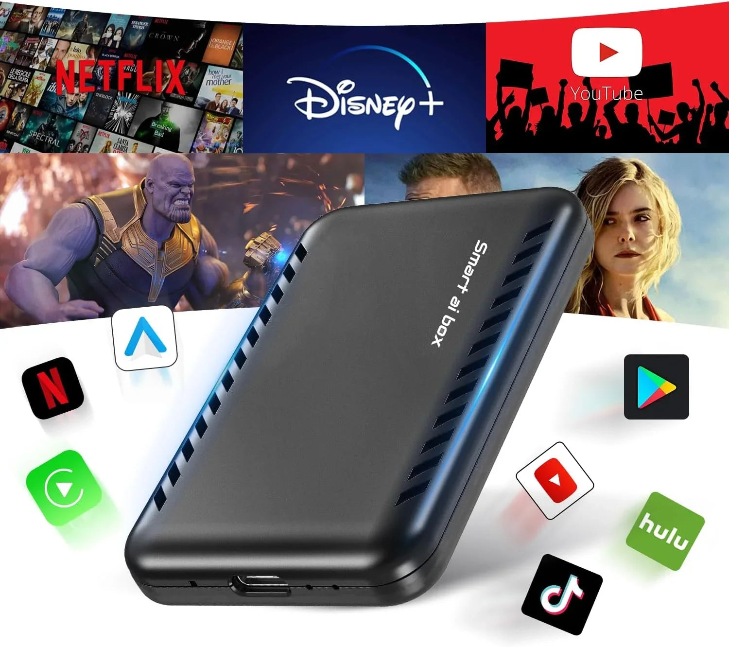 [2024 Newest] The Drivebox Pro for Car Autoflix,4 in 1 Android Auto Wireless Adapter & CarPlay Wireless Adapter with Monitor Mirroring, Magic Link CarPlay Box Stream to Your Car