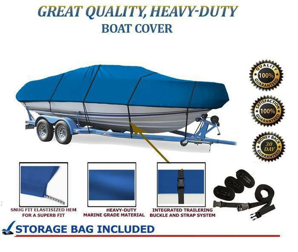 BLUE, GREAT QUALITY BOAT COVER Compatible for ASTRO QUICKFIRE 16 GT O/B 1990