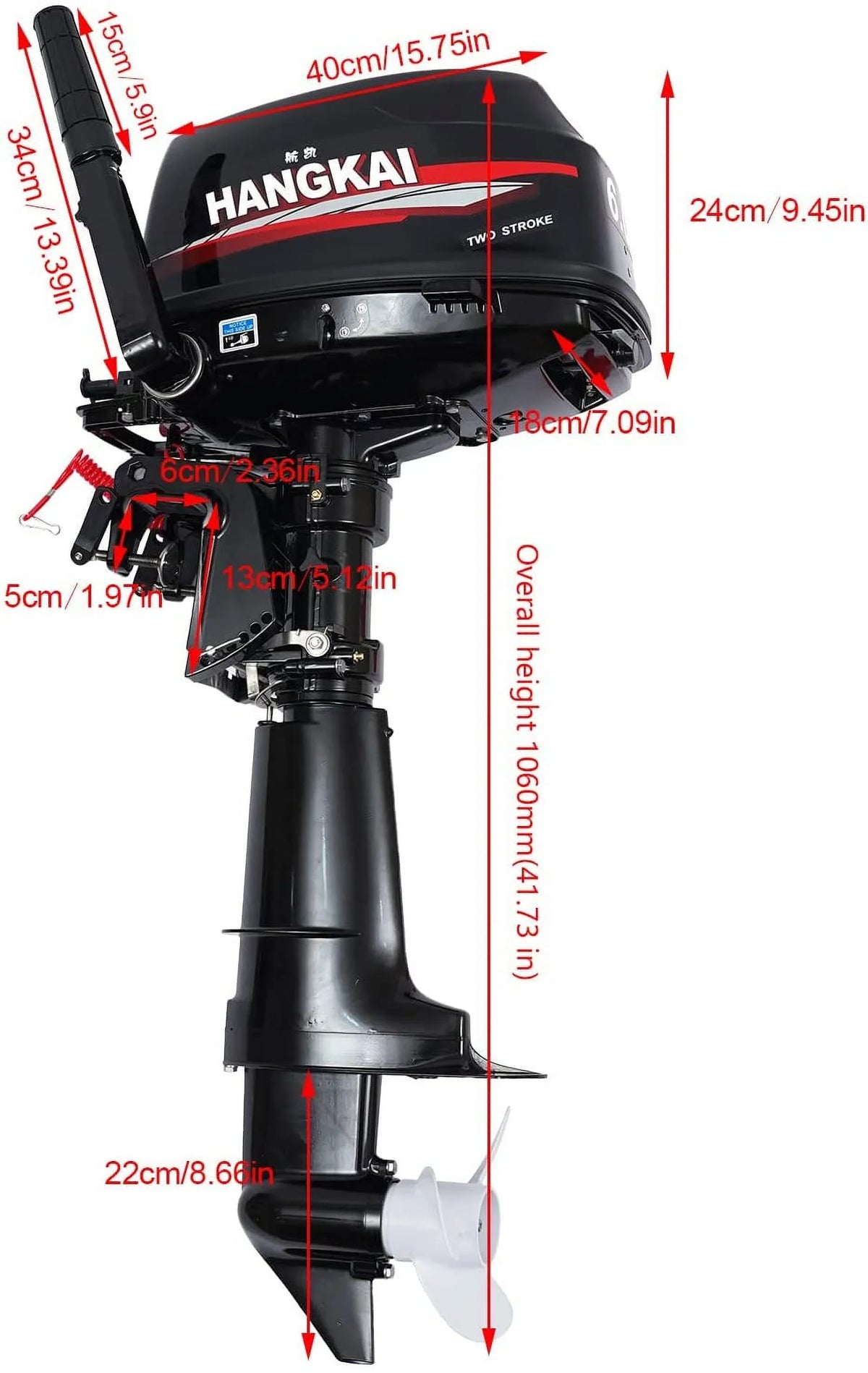 FETCOI 6HP 2-Stroke Outboard Moto Fishing Inflatable Boat Engine Fluid Cooling CDI System Tough Cast Aluminum Construction