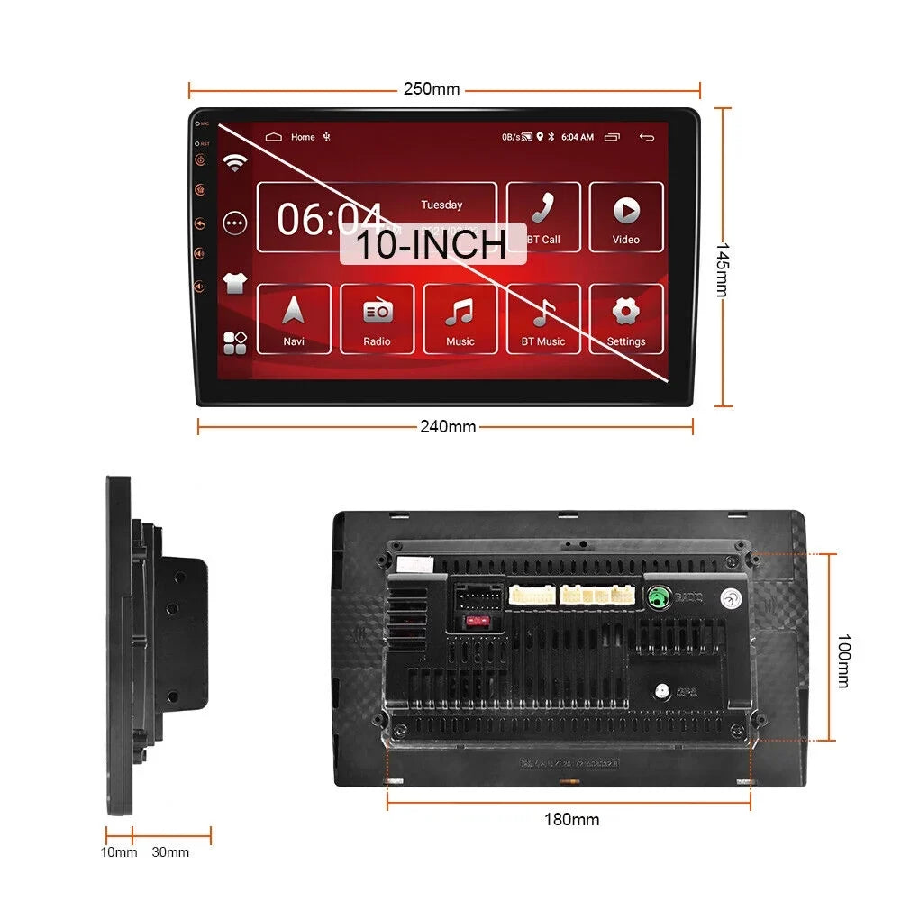 Android 2+32GB Car Stereo Wireless Carplay Android Auto Double Din Radio 10.1" 1280*720 IPS Display WiFi GPS Navigation Bluetooth USB FM/RDS Receiver AHD Backup Camera