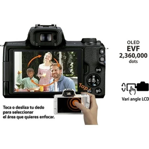 EOS M50 Mark II 24.1 Megapixel Mirrorless Camera with Lens, 0.59", 1.77", Black