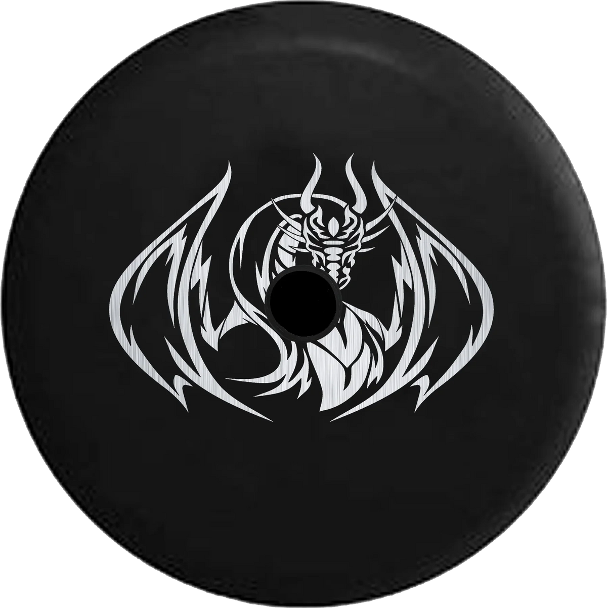 2018 2019 Wrangler JL Backup Camera Brushed Steel Tribal Dragon Silver Spare Tire Cover for Jeep RV 33 Inch
