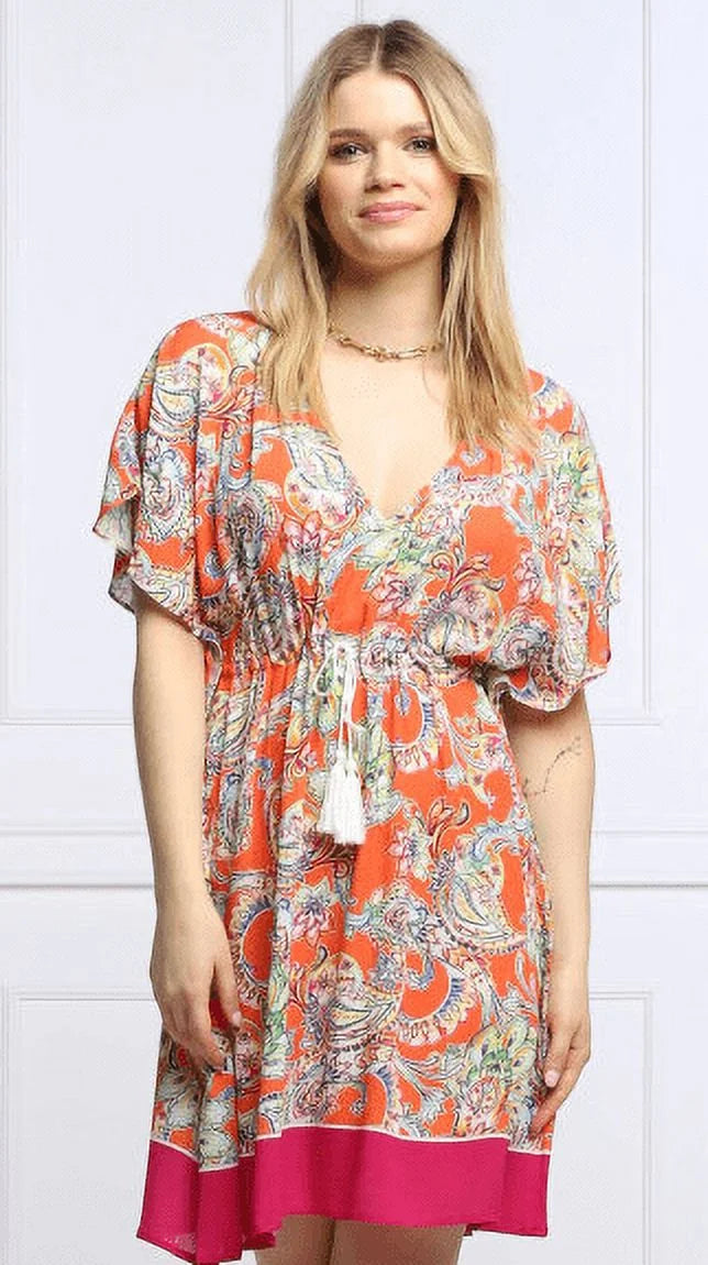 Ralph Lauren MULTI Paisley Flutter Sleeve Swim Cover-up Dress, US X-Large