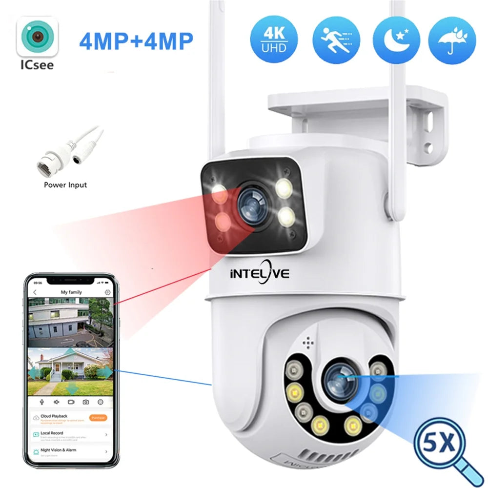 PROCESSOR 4K Security Camera with Floodlight, Human Deduction Wireless Outdoor Camera, Rechargeable Powered Home Surveillance Camera with Full Color Night Vision Two Way Voice
