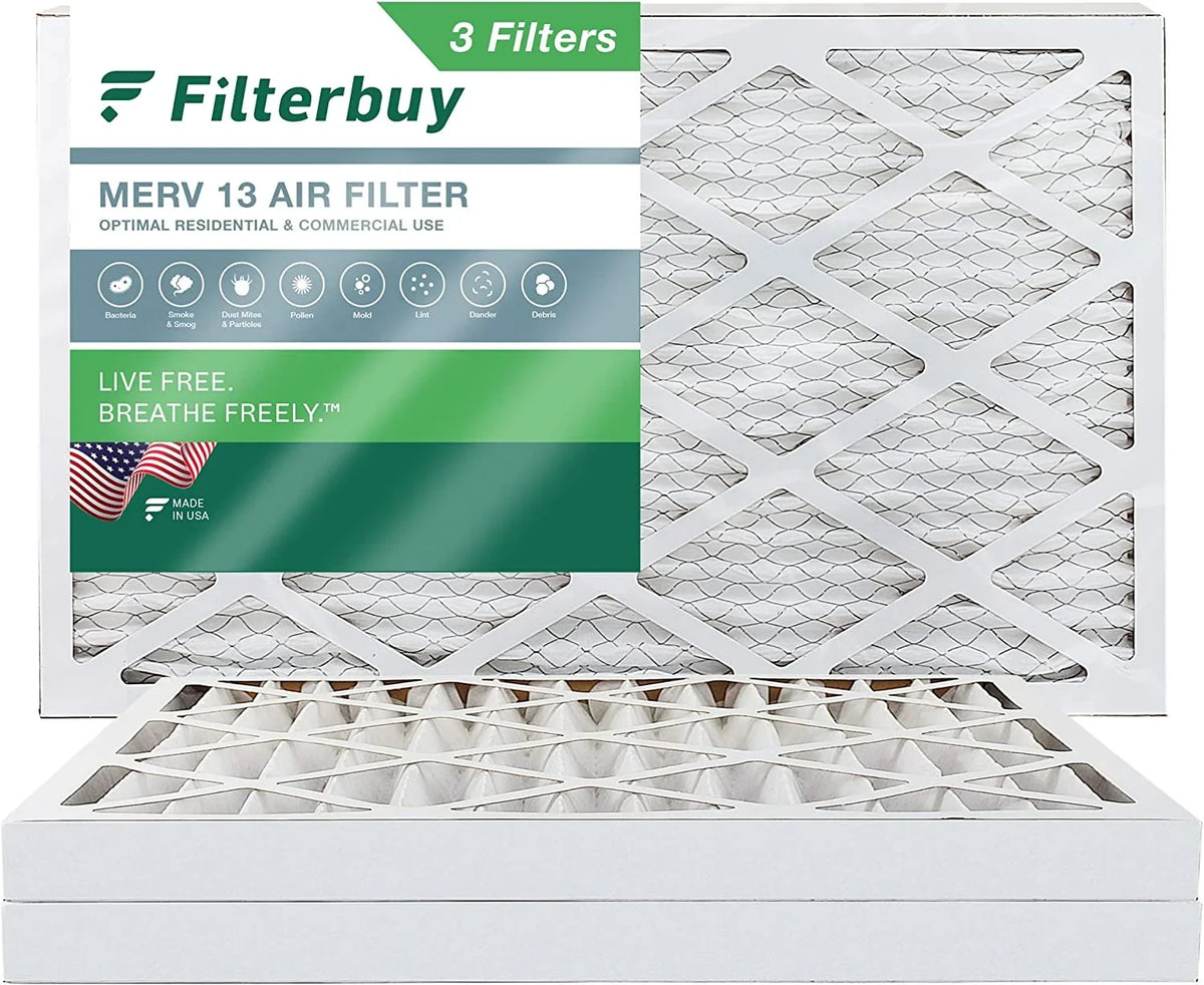 Filterbuy 20x32x2 MERV 13 Pleated HVAC AC Furnace Air Filters (3-Pack)