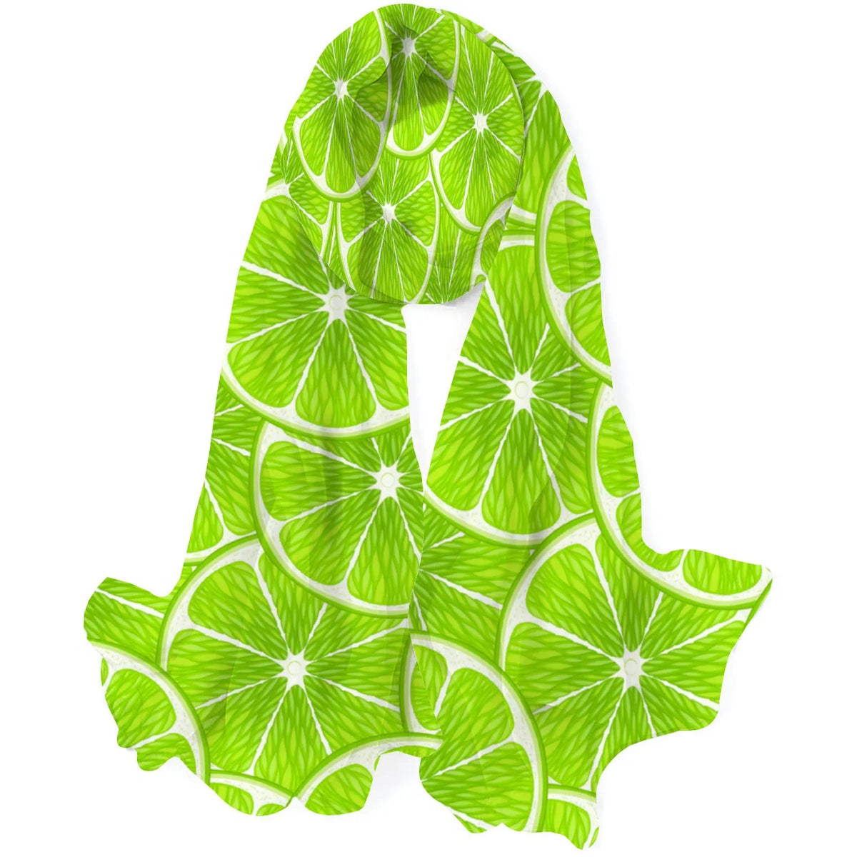 FREEAMG Lime Slices Silk Long Scarf for Women Large Oblong Display Shawls Wraps Neck Headscarf Hair Wraps Gift Packed