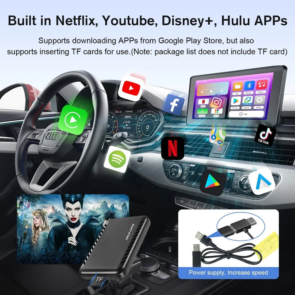[2024 Newest] The Drivebox Pro for Car Autoflix,4 in 1 Android Auto Wireless Adapter & CarPlay Wireless Adapter with Monitor Mirroring, Magic Link CarPlay Box Stream to Your Car