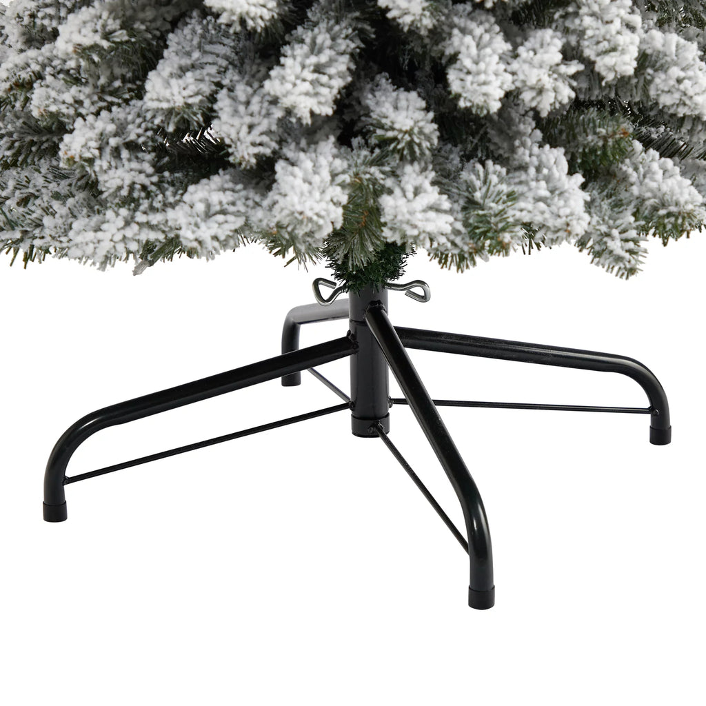 Nearly Natural 7' White Flocked Pencil Artificial Christmas Tree Prelit 400 Clear Lights
