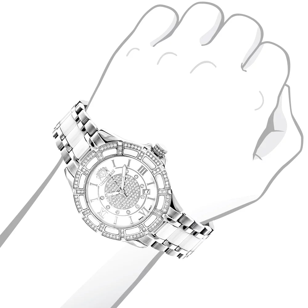 Ladies Diamond Ceramic Watch 1.25ct White MOP Galaxy