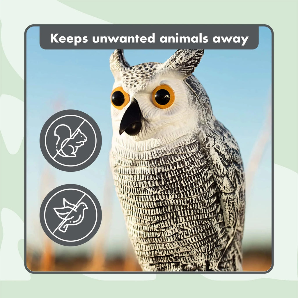 Scarecrow Fake Owl Decoys - Pest Repellent Garden Protectors - (small) (set of 3)