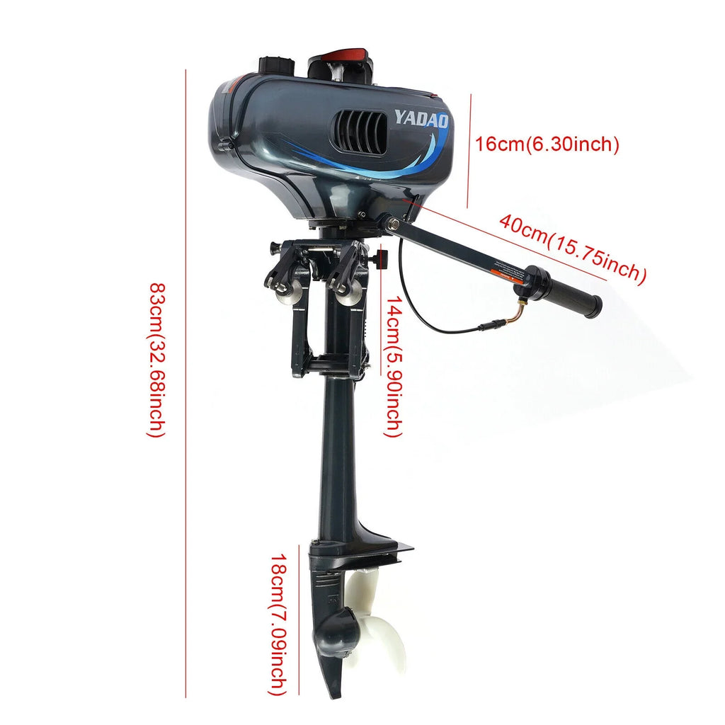 DENEST 3.5HP 2 Stroke Outboard Motor Fishing Boat Engine CDI Fluid Cooling 4000-5000rpm