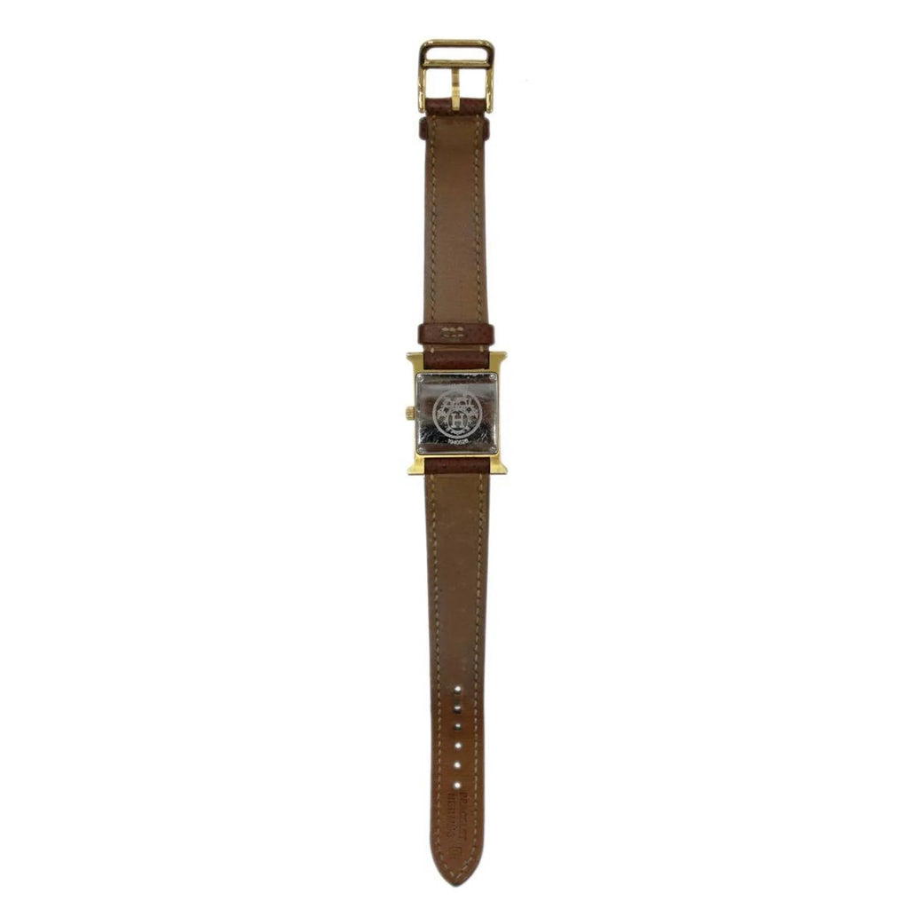 Pre-Owned HERMES Hermes H Watch Ladies Quartz Gold x Brown Dial: White HH1.201 □G (Good)