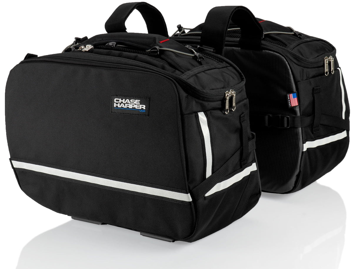 Chase Harper USA 3550 Aeropac II Saddle Bags - Liquid Industrial Grade Ballistic Nylon w/Thermoplastic Insert, Anti-Scratch Vinyl on Inward Facing Wall, 14" L x 9" W x 10.5" H (Per Side)