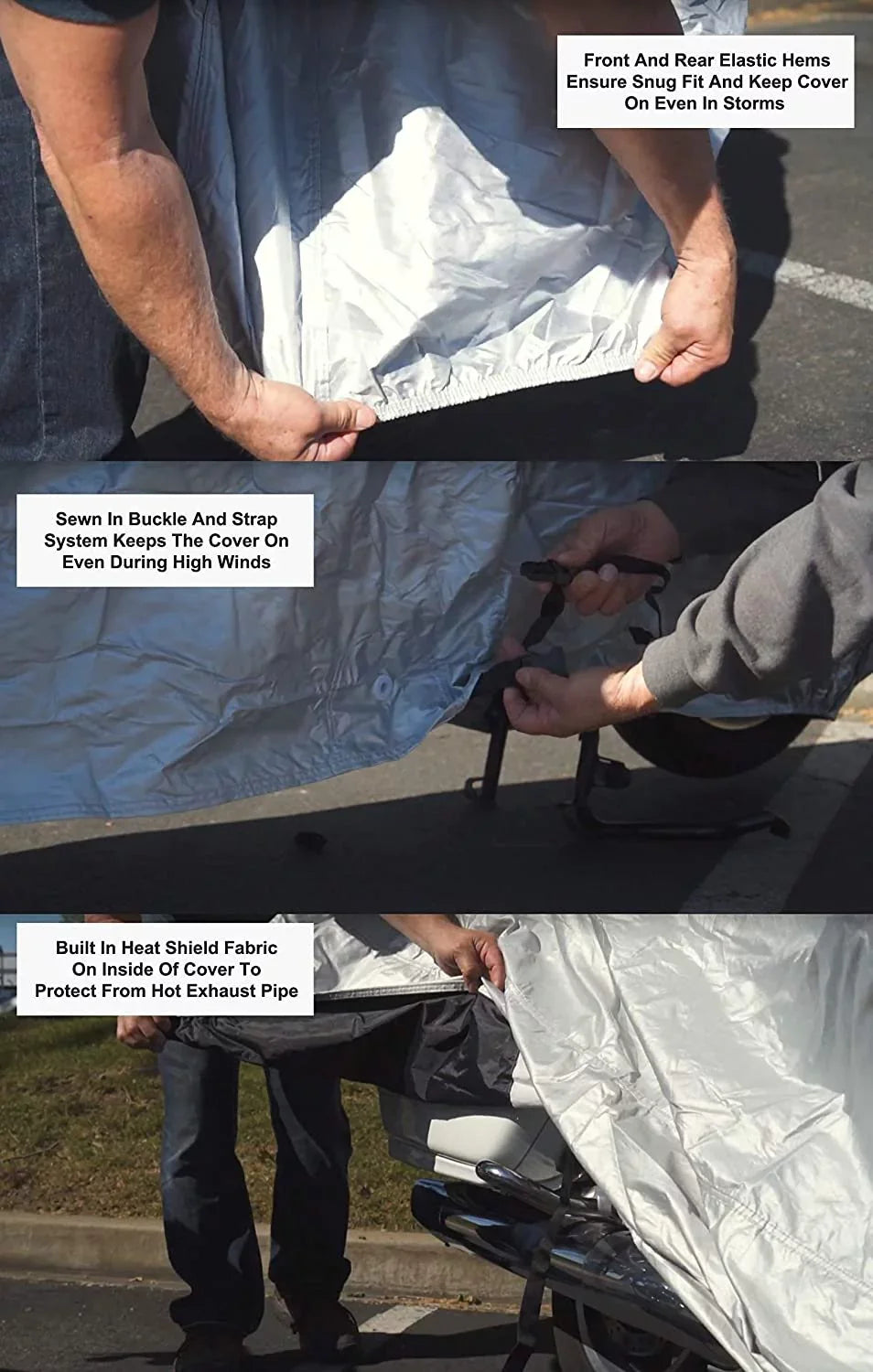 Weatherproof Motorcycle Cover Compatible With 2017 Moto Guzzi V7 Ii Stone Abs Grigio Intenso - Outdoor & Indoor - Protect From Rain Liquid Snow, Sun - Securing Straps - Sturdy Material - Storage Bag