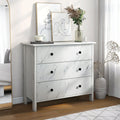 Denhour DH BASIC Transitional 34-inch Wide 3-Drawer Neutral Youth Dresser by White Marble