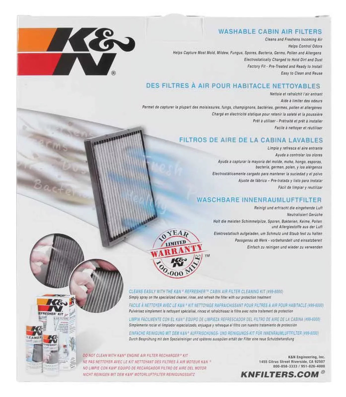 K&N VF2008 Washable & Reusable Cabin Air Filter Cleans and Freshens Incoming Air for your Toyota, Lexus Fits select: 2001-2007 TOYOTA HIGHLANDER, 1999-2003 LEXUS RX