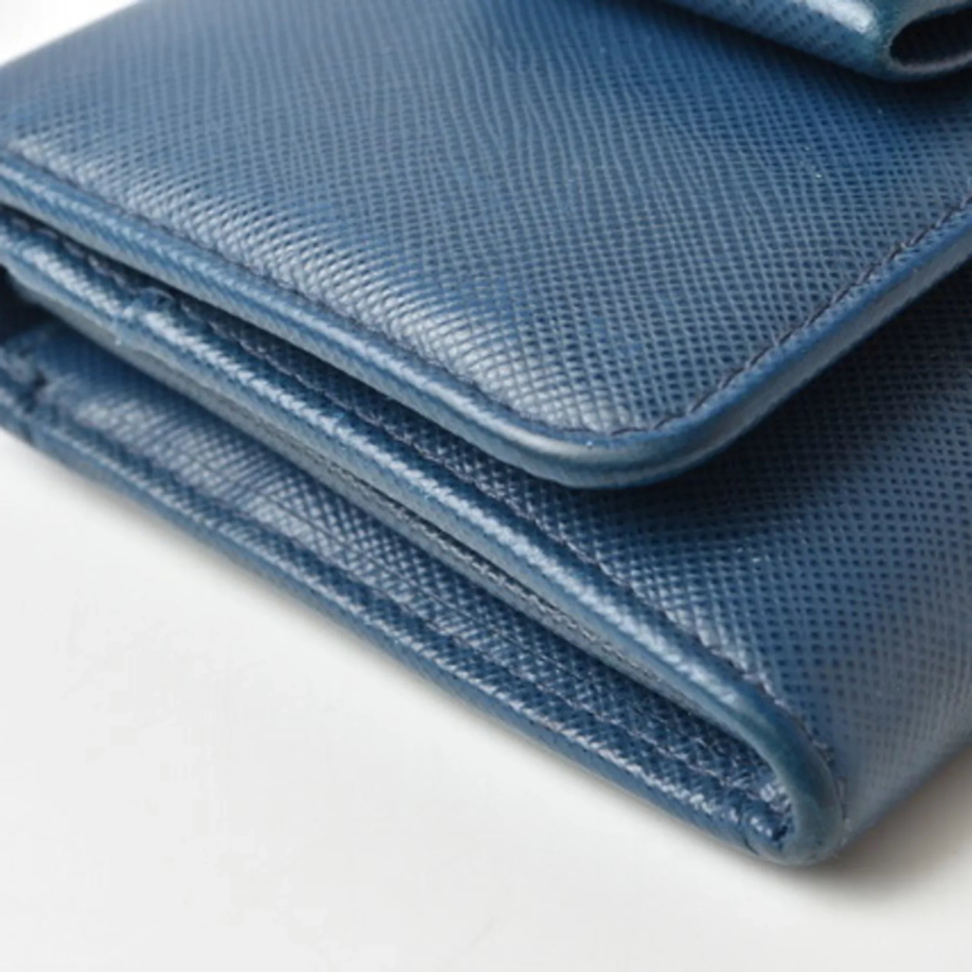 Pre-Owned Prada wallet PRADA long 1MH132 BLUETTE blue SAFFIANO FIOCCO embossed leather (Good)