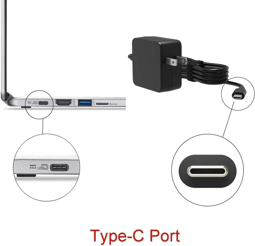 Guy-Tech 45w USB-C Ac Adapter Compatible with 100e Chromebook 81MA0000US Power Cord