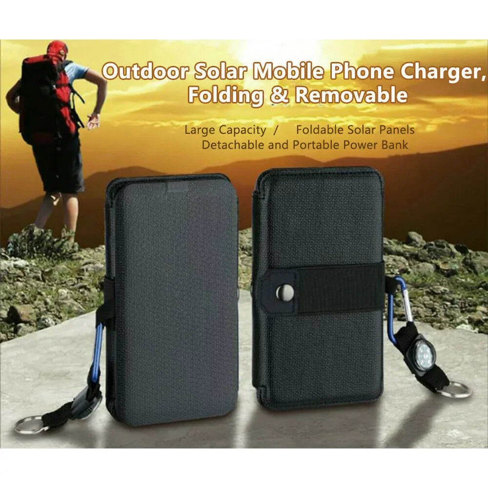 Jahy2Tech 4-Panel 7.2W Portable Solar Charger Power Bank Wireless Phone Charger Compatible with iPhone, Android