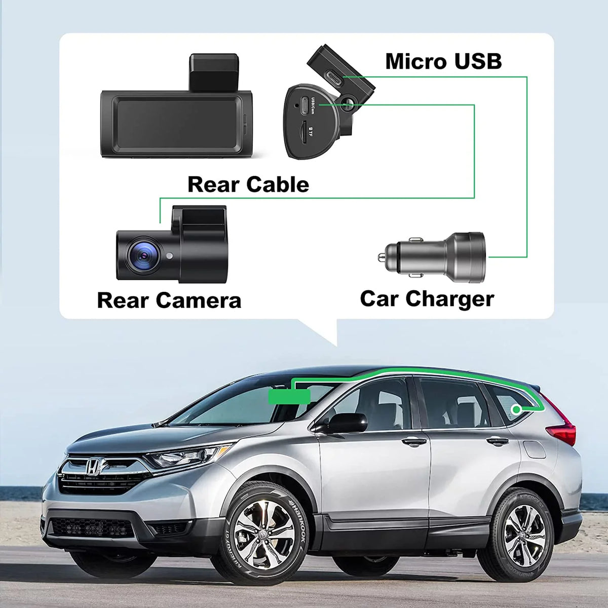 Yeecore D32 Dual Dash Dam, Built-in WiFi GPS, 2.5K+1080P Dash Cam Front and Rear, Portable Magnetic Mount, Super Night Vision, Parking Mode, Dash Camera for Cars App Control, G-Sensor, Accident Record