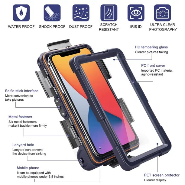 UrbanX Professional [15m/50ft] Swimming Diving Surfing Snorkeling Photo Video Liquid Protective Case Fluid Housing for P Smart Z And all Phones Up to 6.9 Inch LCD with Lanyard
