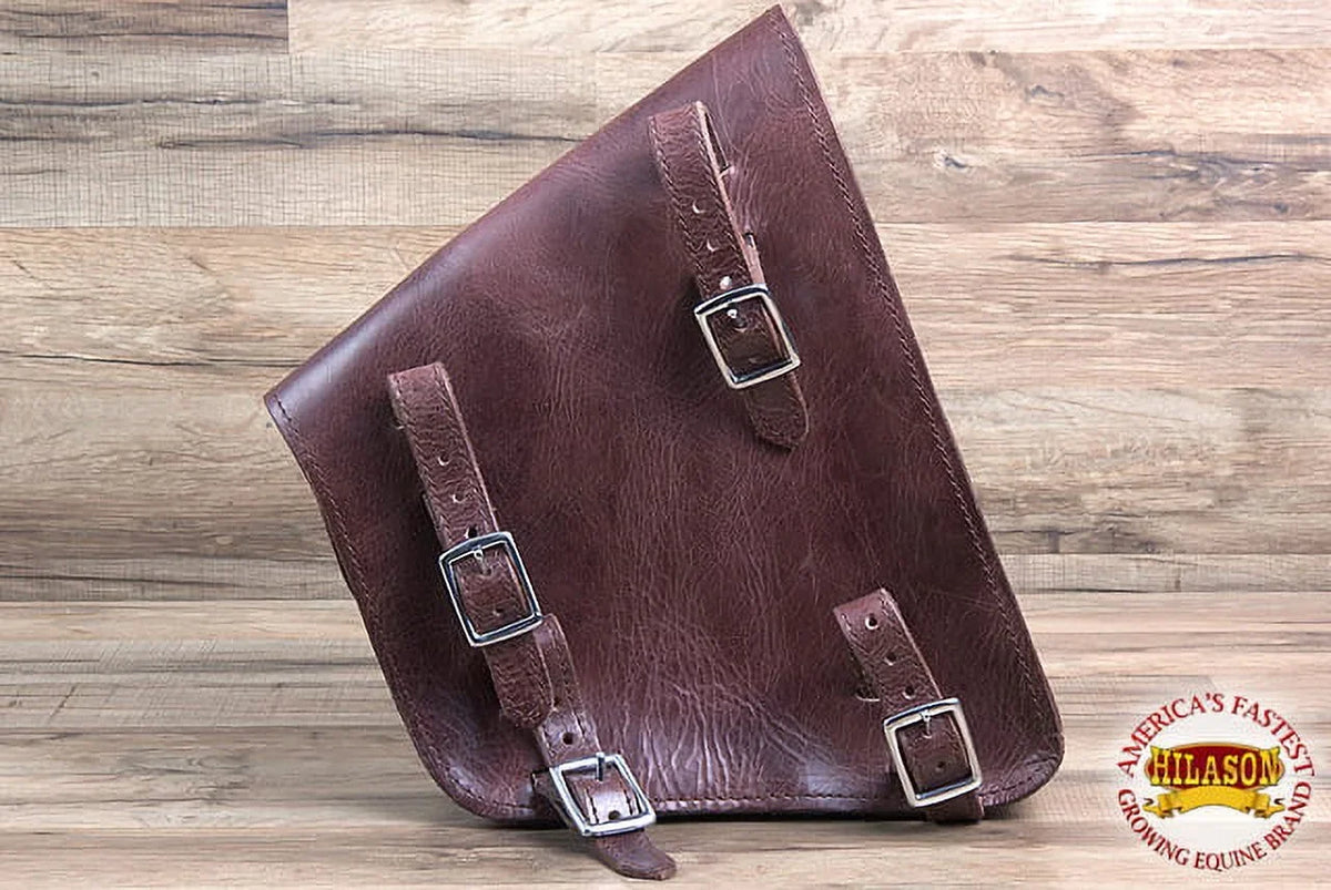 74HS Motorcycle Bike Right Side Saddle Bag Leather Softail Rigid Hilason