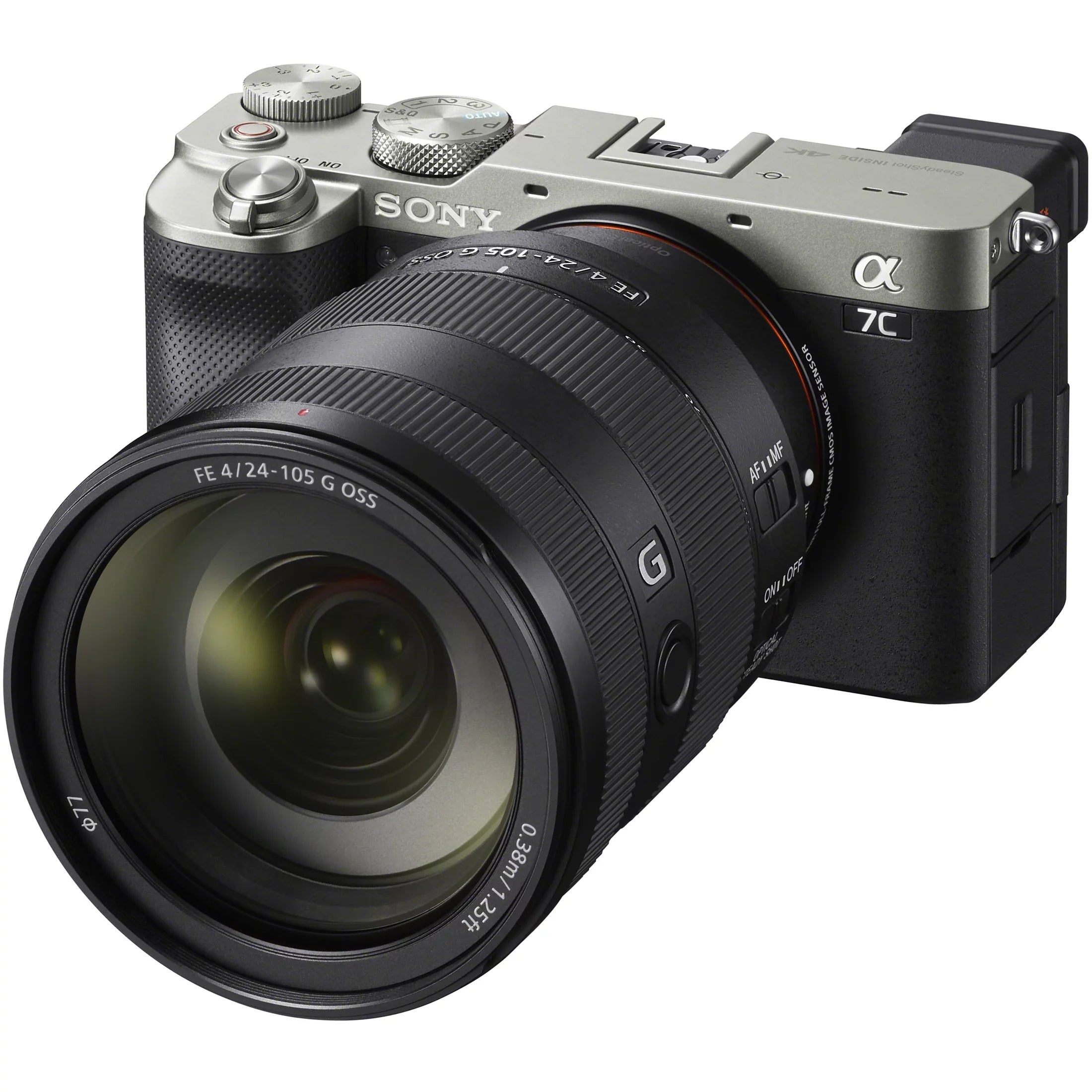 a7C Mirrorless Full Frame Camera Body with FE 24-105mm F4 G OSS Zoom Lens SEL24105G Silver ILCE7C/S Bundle with Deco Gear Photography Backpack Case , Software and Accessories