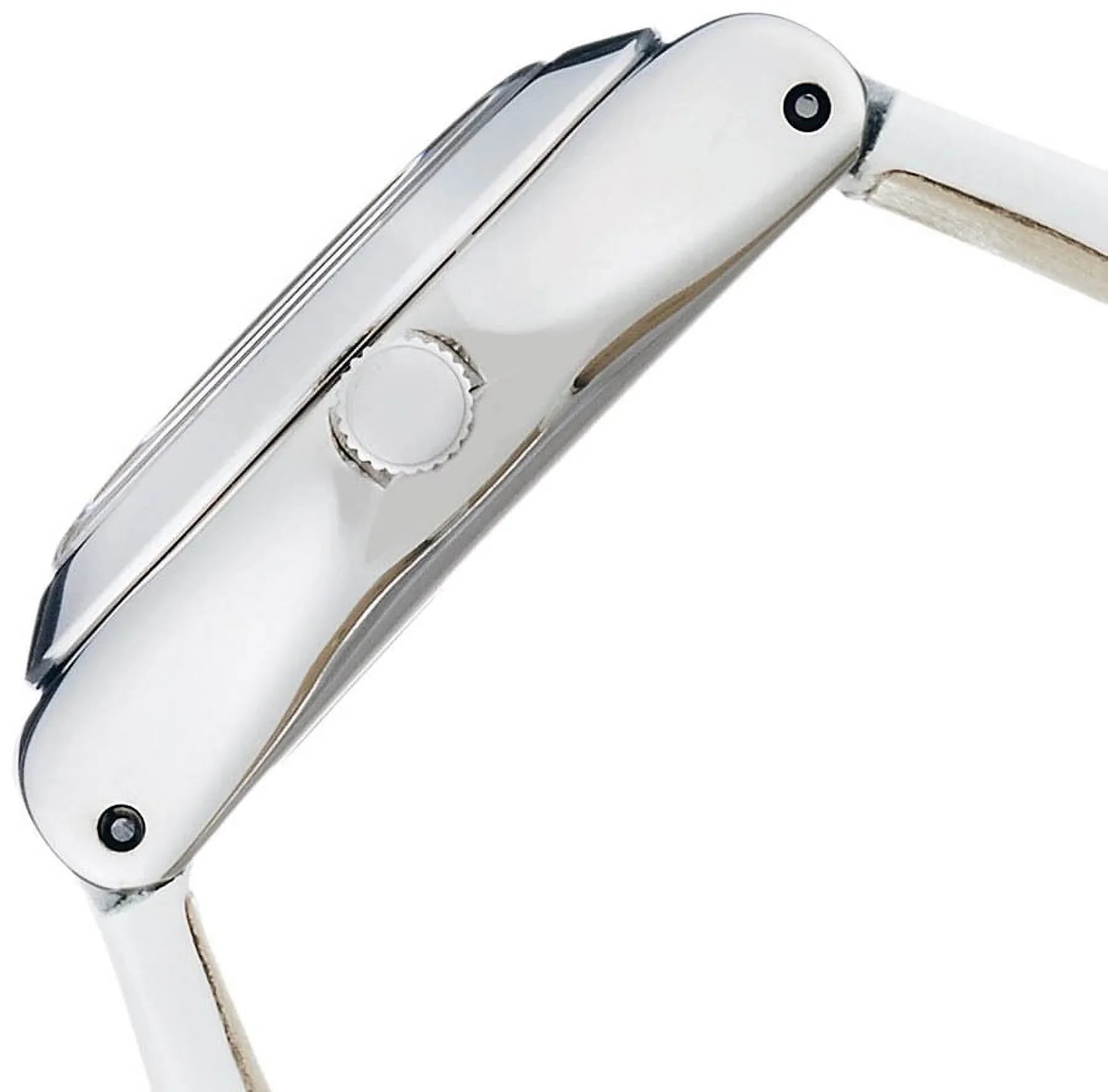 Swatch YSS296 Silver Tone Dial White Leather Strap Women's Watch