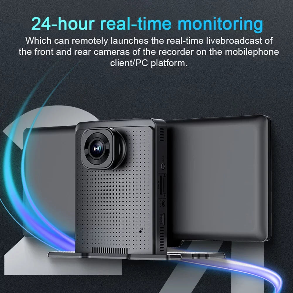 OWSOO Multi-language Dual Lens Car Video Recorder Auto Dash Cam Car Recorder Night Viewing 10.26in DVR 170 Degree Wide Angle Car Global Positioning System Navigation