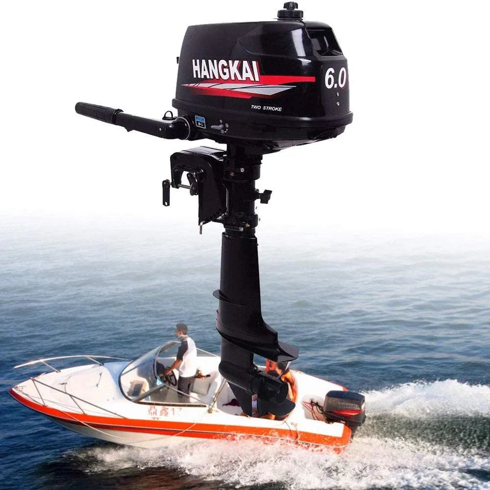 FETCOI 6HP 2-Stroke Outboard Moto Fishing Inflatable Boat Engine Fluid Cooling CDI System Tough Cast Aluminum Construction
