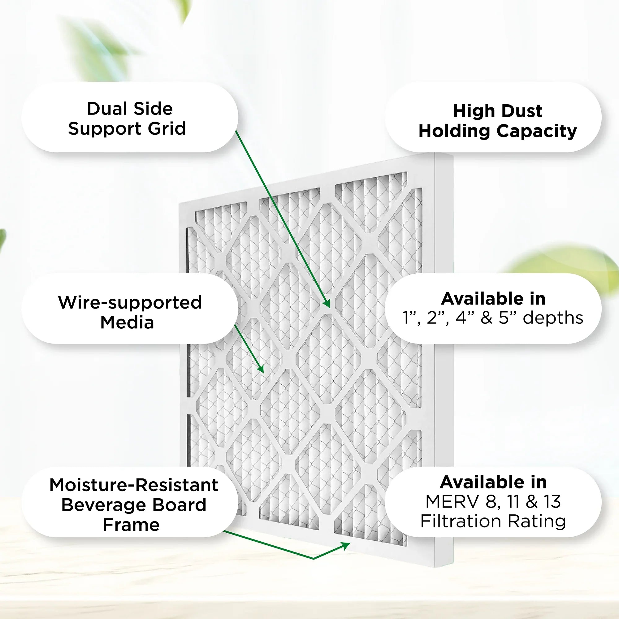 Pamlico Air 12x24x4 MERV 8 Pleated AC Furnace Air Filters. 3 Pack. (Actual Size: 11.38 x 23.38 x 3.75 Inches)
