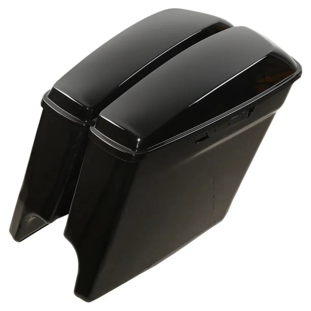 5" Glossy Black Stretched Extended Saddlebags For 2014-2022 Harley-Davidson